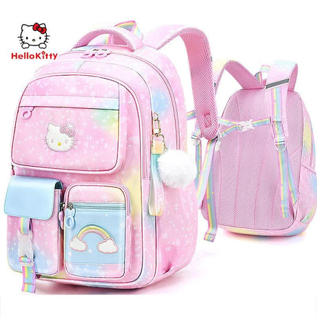 Sanrioed Hello kitty Schoolbag Cartoon Strawberry Kitty Cat Bags Burden Alleviation Protect Spine Waterproof Anti Lost Backpack