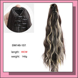 AS Long Wavy Straight Claw Clip On Ponytail Hair Extension Synthetic Ponytail Extension Hair For Women Pony Tail Hair Hairpiece