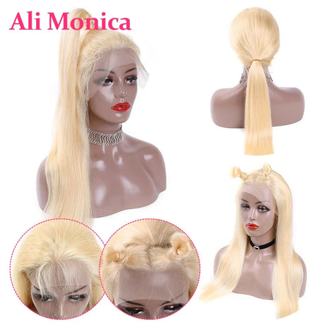 Straight 613 Blonde Lace Front Wig Human Hair 13x4 13x6 360 HD Transparent Full Wigs for Women with Baby Hair 250% High Density