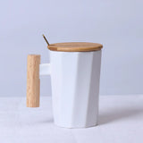 Nordic Wooden Handle Ceramic Porcelain Mug Coffee Cups Literary Water Tea Cup Milk Mug Coffee Cup Drinkware Coffeeware Teaware