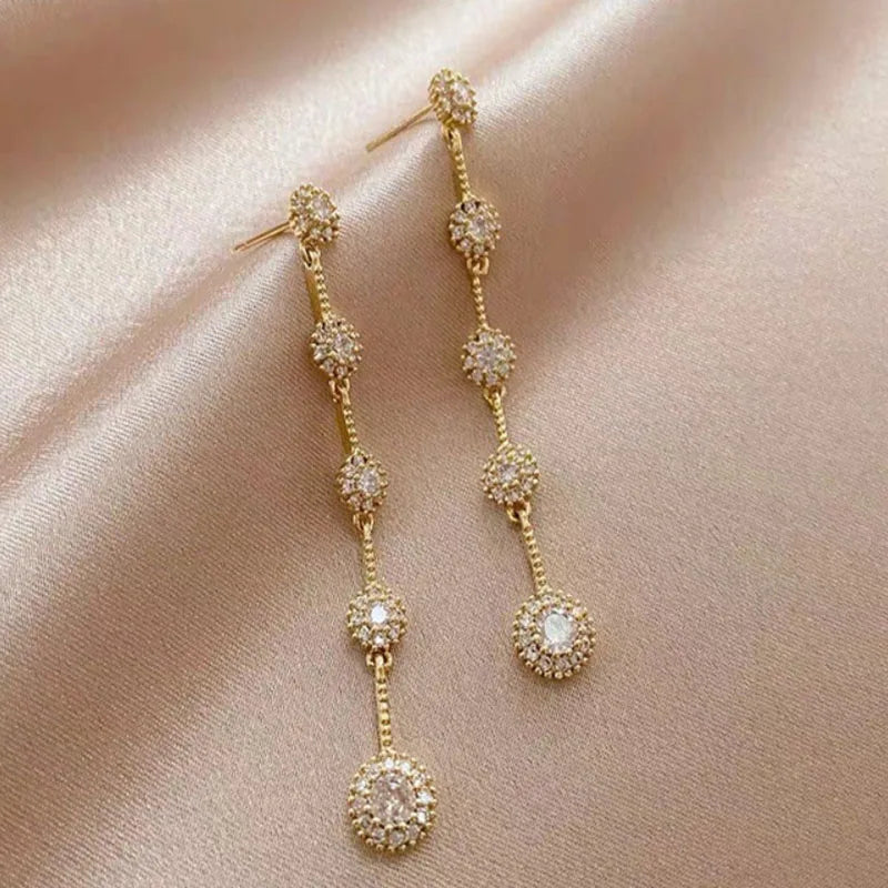 2023 Simple Cross Long Chain Tassel Drop Earrings For Women Dangle Earring Gold Silver Color Piercing Line Trendy Ear Jewelry