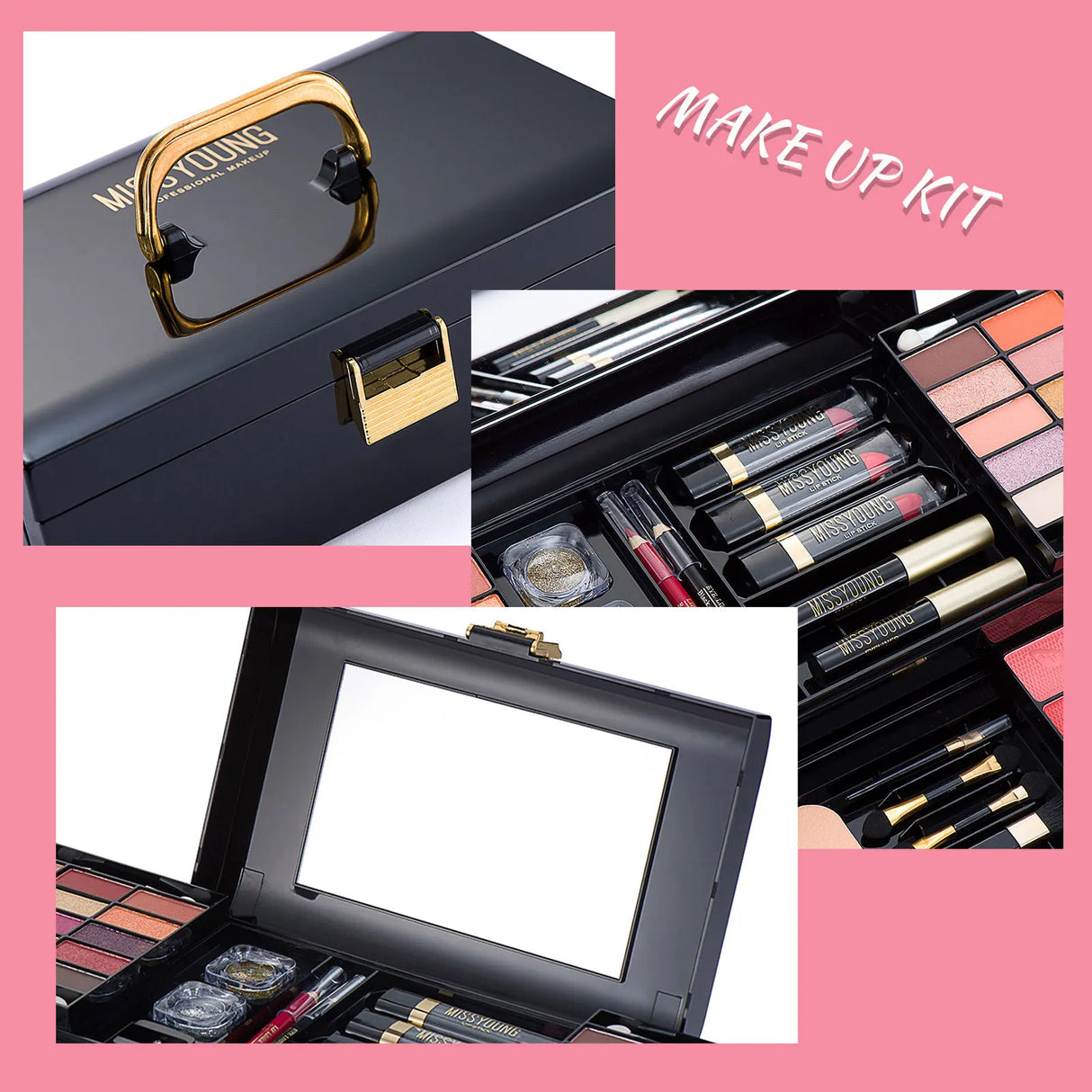 All InCosmetic Kit Makeup Practice Make Up Set Eyeshadow Lip Gloss Concealer Brushes Makeup Sets