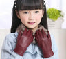 Children Autumn Sheepskin Plus Velvet Thick Gloves Boys Winter Solid Warm Glove Girls Genuine Leather Points Finger Mitten S-XL