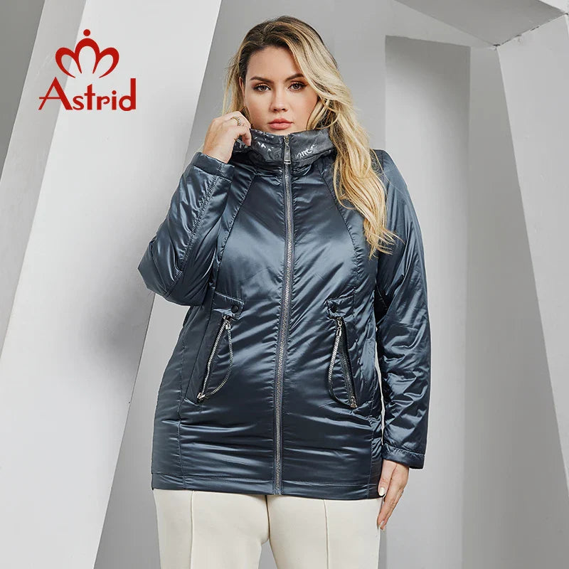 Astrid Autumn Winter Women's Jacket Long Thin Cotton Printed Hood Warm Padded Parka Coat Plus Size Women Clothing New in Outwear