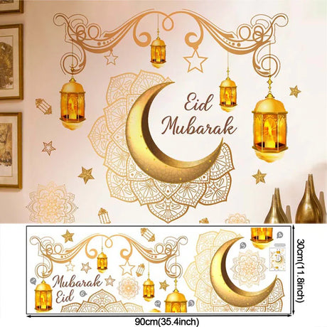 Gold Eid Mubarak Disposable Tableware Star Moon Gilded Plate Cup Gift Box EID Party Supplies 2024 Ramadan Mubarak Kareem Decor