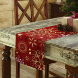 Christmas Snowflake Texture Linen Table Runners Wedding Decoration Washable Holiday Party Dining Table Runner Table Decoration