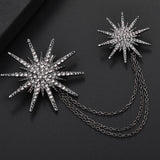 Fashion Star Alloy Rhinestones Women's Snowflake Large Brooch Jewelry Scarf Buckle Women's Tassel Chain Brooch Medal