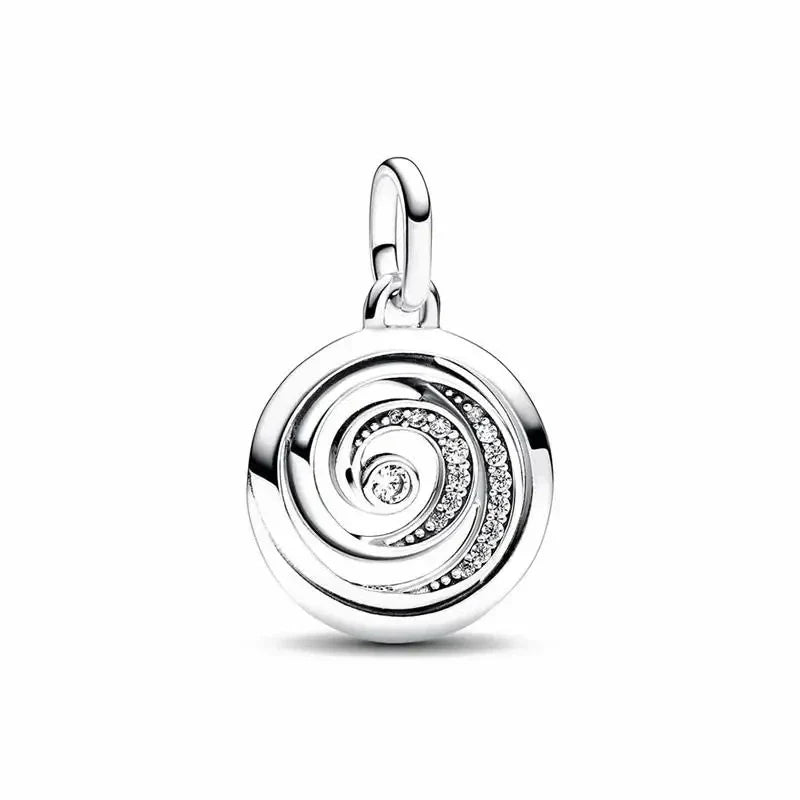 ME Series 2023 Women's 925 Silver Eternal Galaxy Love Sign Gratitude Spiral Pendant For Original ME Bracelet DIY Charm Jewelry