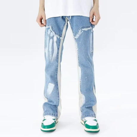 2023 Cyber Y2K Fashion Washed Blue Baggy Flared Jeans Pants For Men Clothing Straight Hip Hop Women Denim Trousers Ropa Hombre