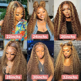 40 Inch Deep Wave Highlight Ombre Lace Front Wig 13x4 Curly Human Hair Wigs Brazilian 250 Density Glueless HD Lace Frontal Wig