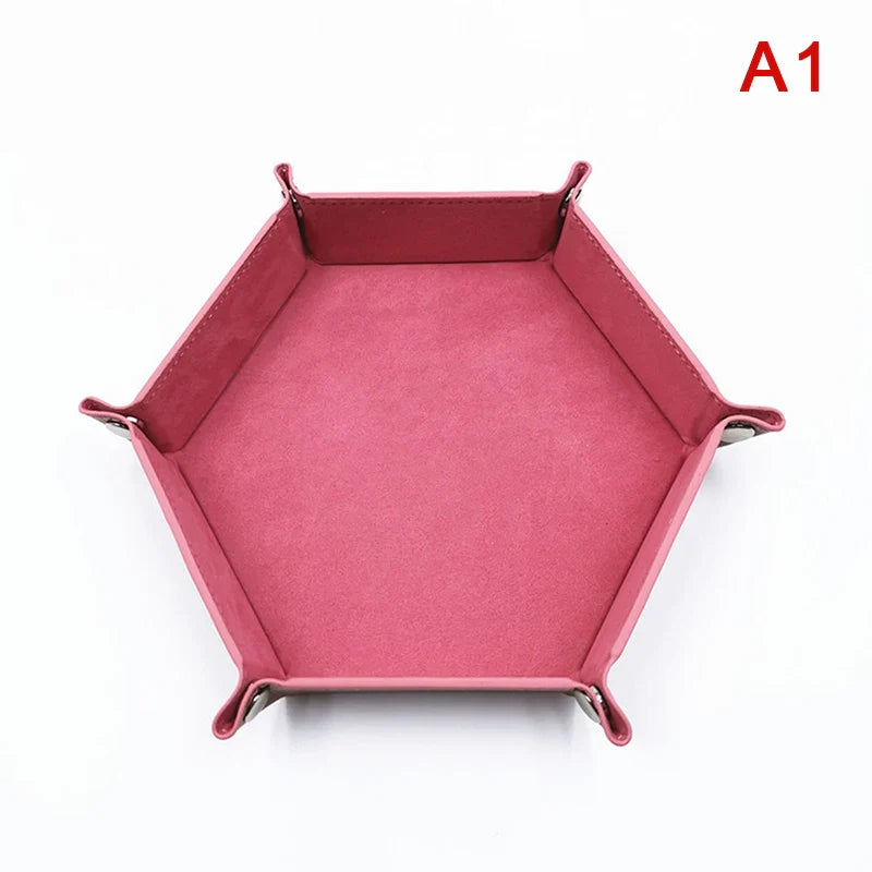 1pc Folding Hexagon/Triangle Dice Tray Purple Dice Box For RPG/DnD Games Dice Storage Case PU Leather