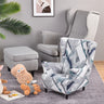 Floral Printed Wing Chair Cover All-inclusive Wingback Armchair Covers Stretch Washable Single Sofa Slipcovers Living Room Child