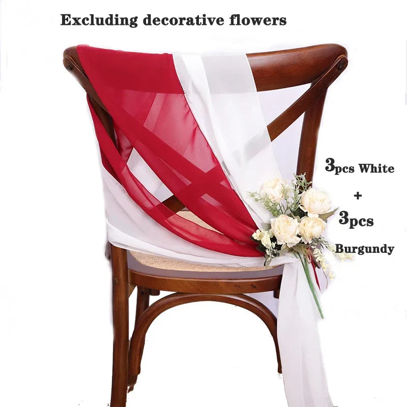 6PCS RUST Chiffon Chair Sashes 30 x 270cm Wedding Aisle Decoration for Weddings Christmas Baby Shower Birthday Party Decorations