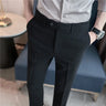 British Style Men High Waist Dress Pants 2023 Autumn Solid Color Casual Trousers Slim Fit Formal Suit Pants Fashion Men Clothing