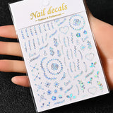 3D Gold Sun/Moon/Star Bronzing Nail Art Sticker 8*10cm Laser Star Moon Design Nail Decal Gold Silver Self-Adhesive Slider &*&