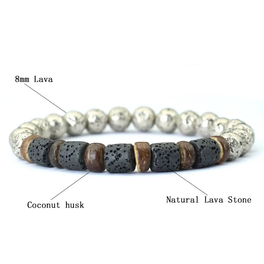 2024 New Natural Volcanic Rock Bracelet For Men Meditation Coconut Bead Braslet Leisure Accessories Gifts For Boyfriend Pulseria