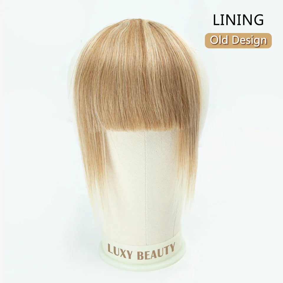 Human Hair Bangs 3 Clips 3D Blunt Cut Natural Hair Bangs OverHead Clip In Hair Extensions Non-Remy 2.5"x4.5" Black Brown Blonde