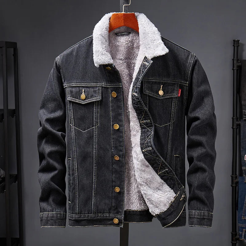 Winter Padded And Thickened Denim Jacket Men's Denim Casual Jacket