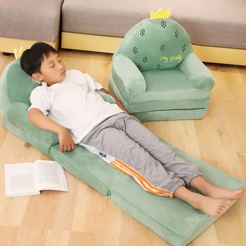 Folding Sofa Creative Cartoon Children Cute Princess Baby Toddler Dual-purpose Child Armchair Lazy Small Bed Seats Practical