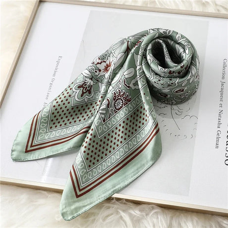 Silk Hair Scarf for Women Fashion Print Shawl Wraps Female Headband Neckerchief 70cm Hand Bag Wrist Foulard Neck Tie Echarpe