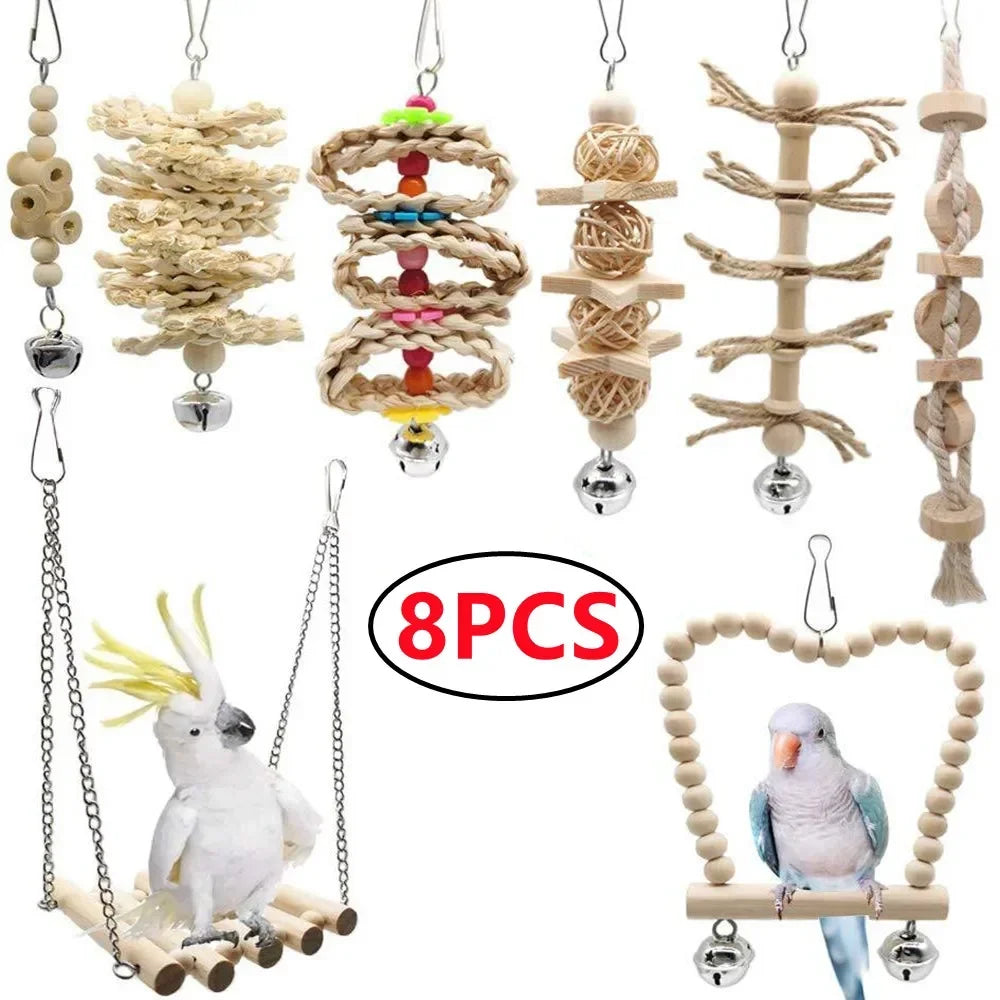 Toys Standing Bell Swing Toy Parrot Bird Combination For Accessories Bite Articles Ball Pet Training