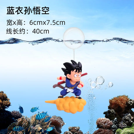 Aquarium Decor Accessories Son-Goku Sitting on The Cloud Action Figure Float Figurines Landscaping Ornament Fish Tank Decoration