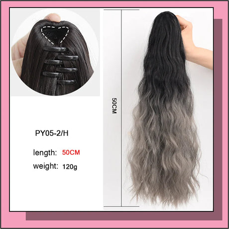 AS Long Wavy Straight Claw Clip On Ponytail Hair Extension Synthetic Ponytail Extension Hair For Women Pony Tail Hair Hairpiece