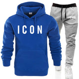 Autumn Winter Outdoor Unisex Sport Hoodies Tracksuit 2 Pieces Sets Sweatshirt+Pants Suit Hooded Sportswear