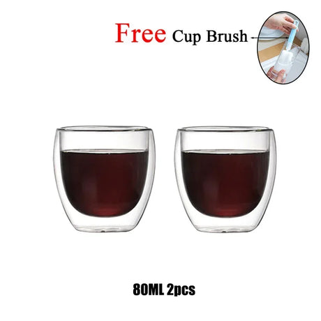 Double Wall Glass Cup Heat Resistant Transparent High Borosilicate Mug Tea Milk Lemon Juice Coffee Cup Gift Creativity Drinkware