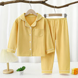 2023 Autumn Winter Children Pajama Sets Solid Color Sleepwear for Kids 1-16years Teen Pijamas Boys Girls Loungewear Baby Clothes