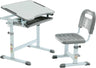 Kids Multifunctional Desk and Chair Set, Height Adjustable Children School Study Desk with Tilt Desktop, Metal Hook and Storage