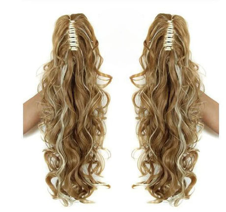 Synthetic Long Wavy Claw Clip On Ponytail Drawstring Hairpiece Wave Curly Black Brown Blonde Ombre Fake Hair for Women