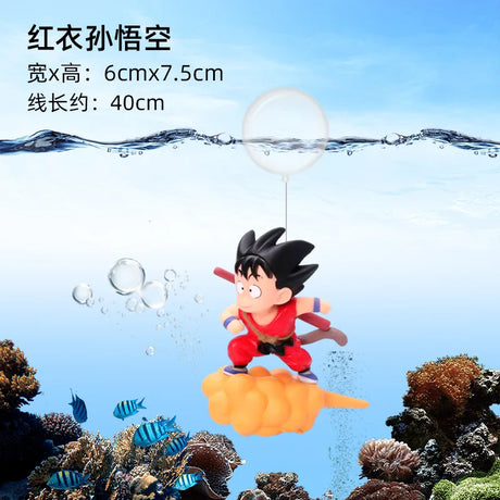 Aquarium Decor Accessories Son-Goku Sitting on The Cloud Action Figure Float Figurines Landscaping Ornament Fish Tank Decoration