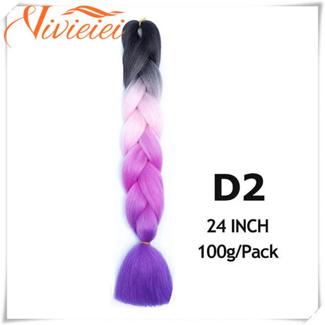 6 Pcs 24” Synthetic Braiding Hair Pink Jumbo Braids Hairstyles Purple Blue Blonde Ombre Hair Extensions For Women 100G/Pack