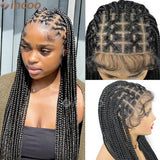 Ombre Blond Box Braided Full Lace Women's Wigs 36" Knotless Crisscross Lace Front Box Braids Wig Super Long Synthetic Braid Wig