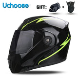 DOT Certification Uchoose Motorcycle Helmet Double Lens Cross Section Helmet Safety Modular Flip Helm Unisex Helmet With Visor