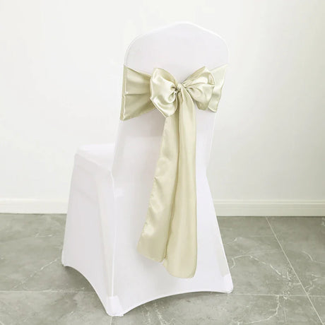 10PCS 17x275cm Sage Green Satin Chair Sashes Bows Chair Cover Ribbons for Wedding Banquet Party Baby Shower Event Decorations