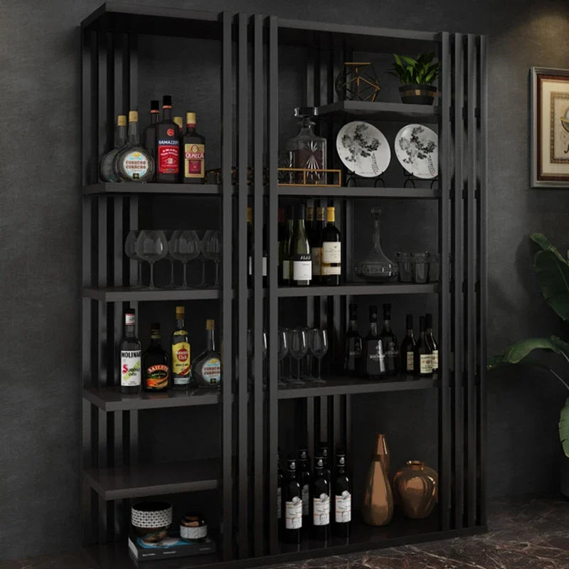 European Iron Bar Wine Cabinets Retro Display Cabinet Industrial Wind Bar Furniture Home Wine Rack Living Room Storage Display