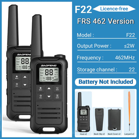 2PCS Baofeng F22 Walkie Talkie Portable Mini Communication Radio Profesional PMR446 /FRS Talkie Walkies Transceiver Radio