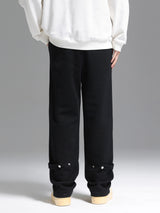 Back Strap button-down Logging Sweatpants Straight Leg Loose Heavy Cotton High Street Slacks