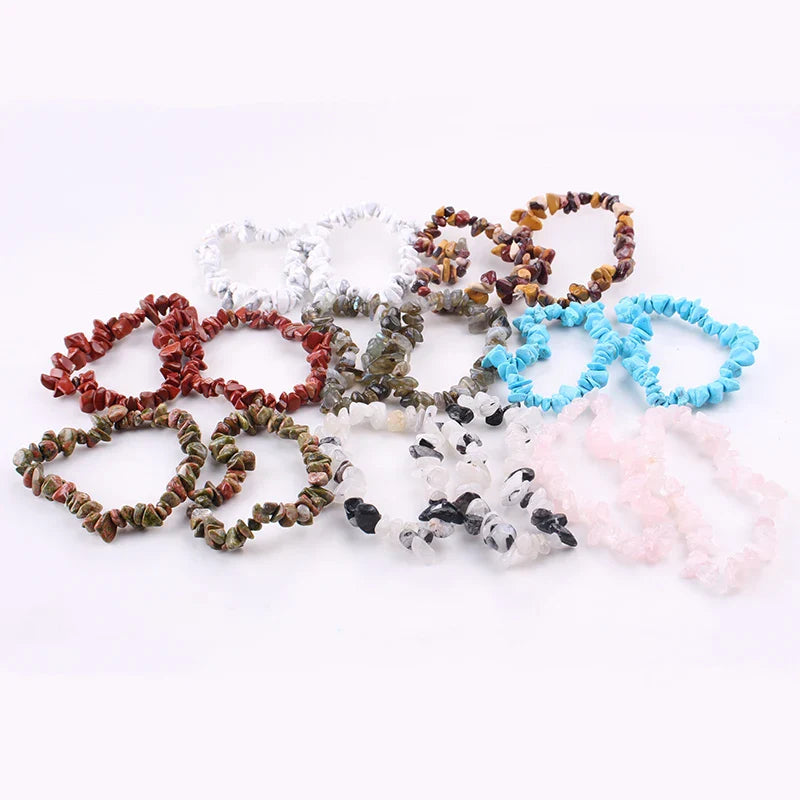 Stretch Natural 5-8mm Chips Bead Bracelet Healing Crystal Energy Fashion Jewelry for Women Men Girl Birthday Gift