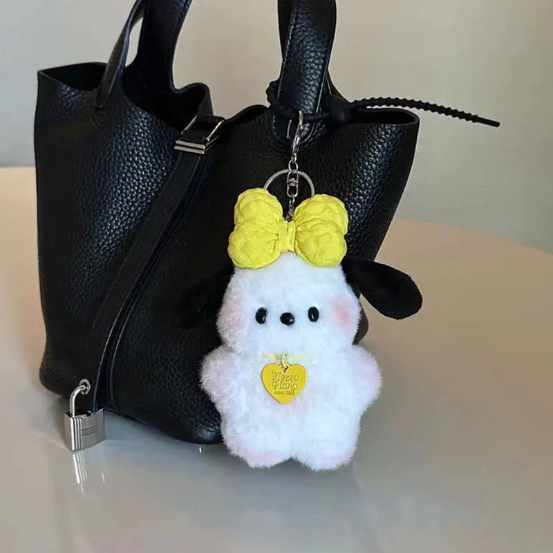 Kawaii Sanrio Plush Keychain Anime Cartoon Pilot Dog Pochacco Cute Plush Toy 키링 Backpack Pendant Decoration Couple Birthday Gift