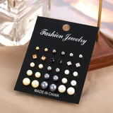 Faux Pearl Stud Earrings Set 15 Pairs Women's Earrings Korean Fashion Simple Tassel Earrings for Girls Women Ear Ring