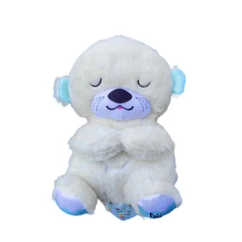 Breathing Bear Baby Soothing Otter Plush Doll Toy Baby Kids Soothing Music Baby Sleeping Companion Sound and Light Doll Toy Gift