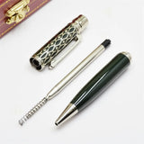 MOM Ca Santos De Rollerball Ballpoint Pens Writing Stationery Luxury Office Gift With Unique Carving Metal Dark Green Silver