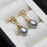 2024 New Dangling Natural Pearl Earrings For Women,Cute Boho Freshwater Pearl Earring Wedding Engagement Gift White Black