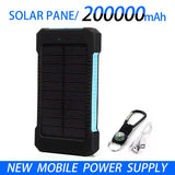 200000mAh Solar Power Bank LEDSOS Flashlight FAST Charging External Battery Portable Waterproof Powerbank for Smart Mobile Phone