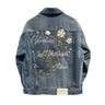 Vintage Plant Flower Embroidery Denim Jacket Men Women Casual Jeans Coat Slim Fit Buttons Up Spring Autumn Long Sleeve Outerwear