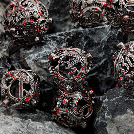 Mini Planet DND Metal Dice Set Three-dimensional Flying Dragon 3D Metal Dice D&D Hollow Metal Dice Set DnD RPG Polyhedral Games