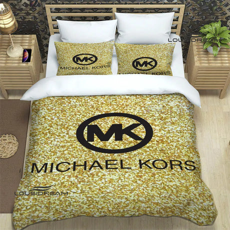 M-Michael-Kors logo printed Bedding Sets exquisite supplies set duvet cover bed comforter set bedding set luxury birthday gift